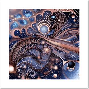 Other Worldly Designs- nebulas, stars, galaxies, planets with feathers Posters and Art